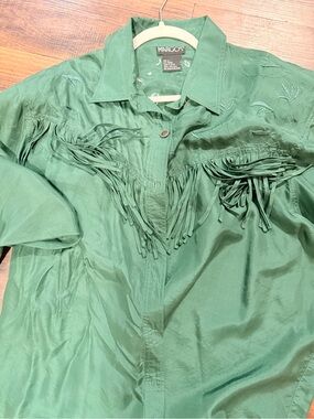 Green Western Fringe Womens Shirt
